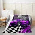 thumbnail image 2 of Glitter Beehive Geometric Hexagon Flannel Blanket ,Purple Neon Lights Honeycomb Twin 60x80 inch Throw Blanket Cool Sports Car Bed Blanket,Race Car Fleece Blanket, 2 of 5
