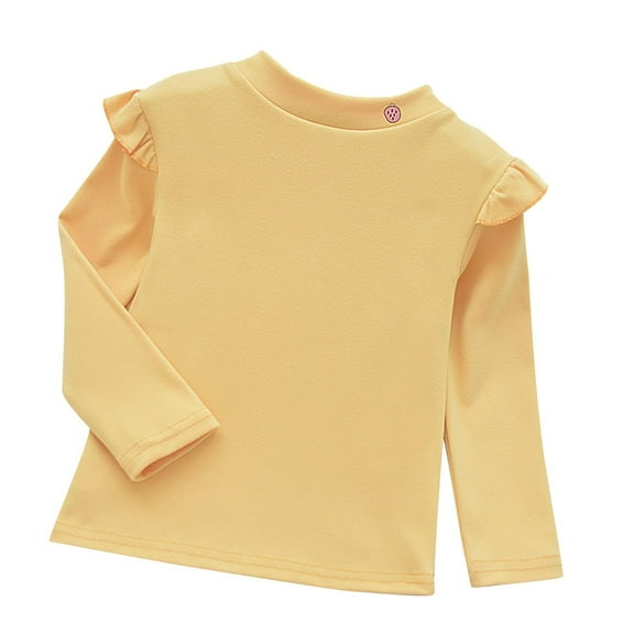 cfhntfmh Toddler Baby Girl Solid Color T Shirt Childrens Blouse Basic Plain Ruffle Top Cotton Casual Printed Clothes for 1-6 Years