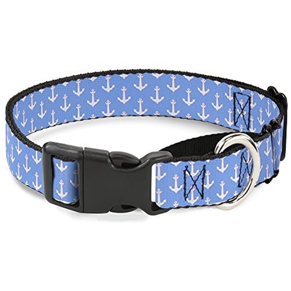 Buckle-Down Anchor2 Monogram Baby Blue Baby Pink White Martingale Dog Collar