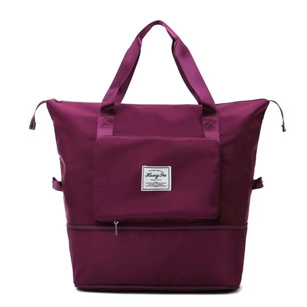 Bolsos de hombro para mujer bolsa de tela Oxford plegable de gran capacidad color morado