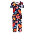 thumbnail image 5 of TIMIFIS Ensembles de Pyjama pour Femmes 2 Pcs - Pyjamas de la Saint-Valentin pour Femmes - Ensembles de Pyjamas pour Dames Manches Courtes Col Rond Haut et Pantalons Capris Ensembles de Détente, 5 of 5