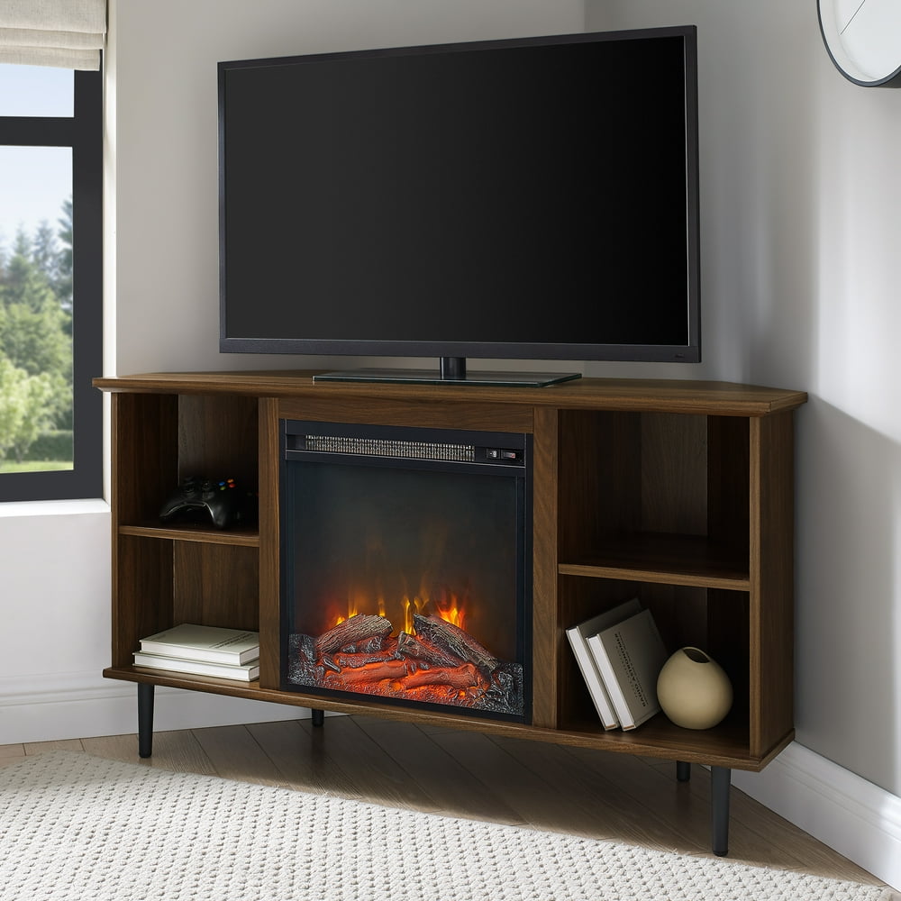 Manor Park Corner Fireplace TV Stand for TVs up to 55", Dark Walnut