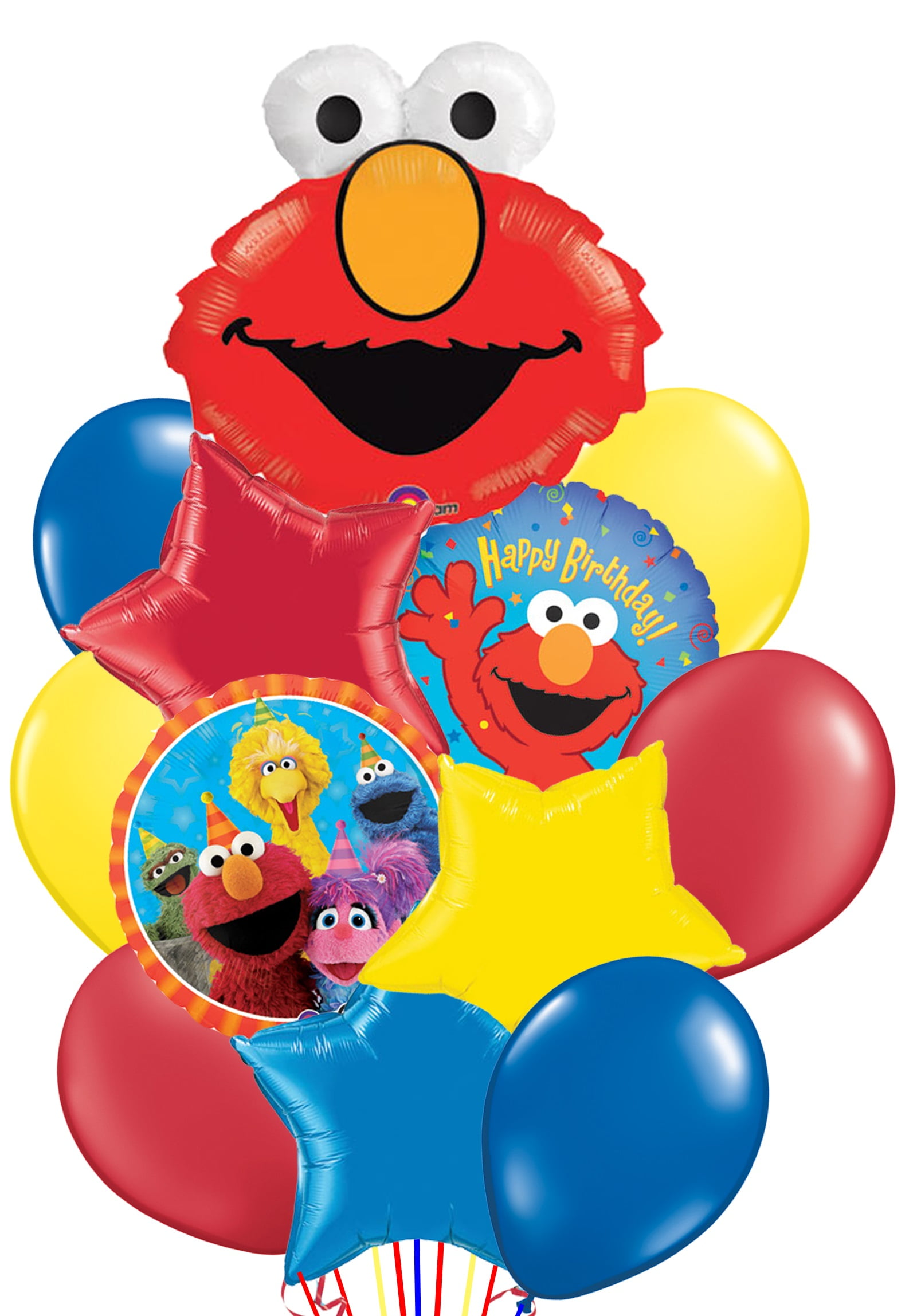 Elmo Sesame Street Party Balloon Bouquet Set 12 Piece Mylar and Latex ...