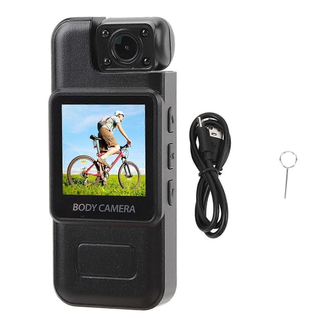 Body Worn Camera 4K HD 180 Degree Rotating Lens Motion Detection Loop Recording Pocket Video Recorder with Back Clip and 1.3 Inch Display