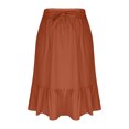 thumbnail image 4 of Women's Boho Flowy Midi Elastic High Waist Retro Pleated A-Line Flared Below Knee Skirts with Pocket, 4 of 6