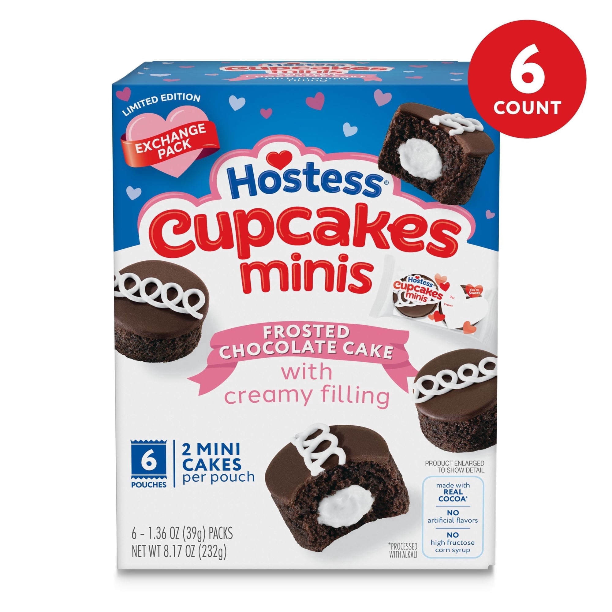 Hostess Cupcakes Minis, Chocolate Snack Cakes, 8.17 oz Box (6 Pouches)