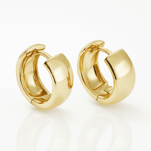 Plain Small Chunky Hoop Earrings, 18K Gold Filled, Lightweight Thick Hoops, Waterproof Huggie Hoops, Hypoallergenic Jewelry for Sensitive Ears