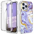 thumbnail image 1 of Tarise iPhone 12 Pro Max Case with Screen Protector, [Wireless Charging] Shockproof Drop Proof Dual Layer Rugged Hybid Back Cover with TPU Impact Resistant for Apple iPhone 12 Pro Max, Purple Marble, 1 of 8