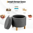 thumbnail image 6 of Giantex 4 in 1 Upholstered Round Storage Ottoman, Fabric Storage Cozy Footstool, Grey, 6 of 8