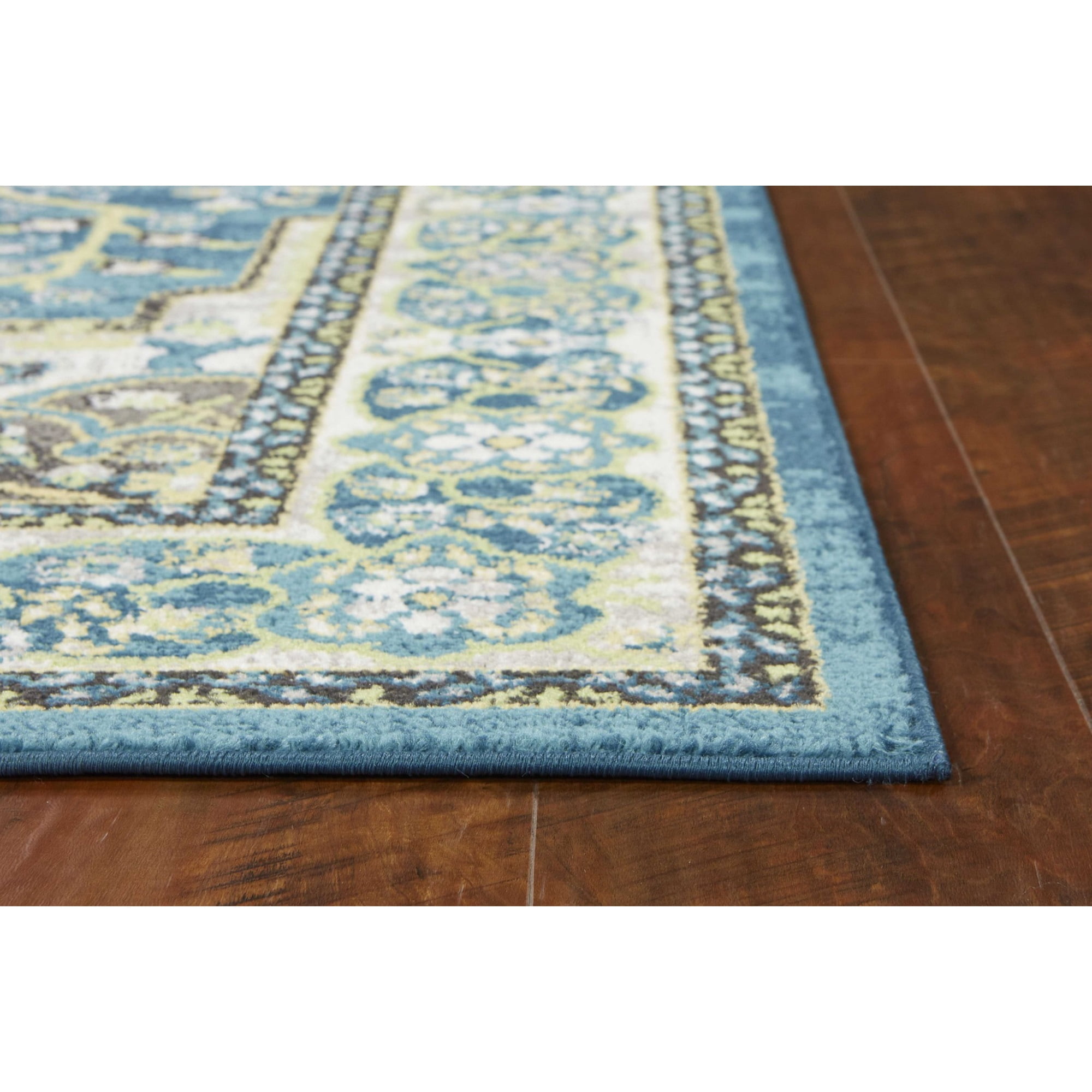 7' Teal Polypropylene Runner Rug