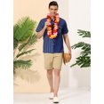 thumbnail image 3 of Lars Amadeus Men's Shirts Short Sleeve Summer Cotton Patchwork Button Down Shirts M Navy Blue, 3 of 6
