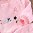 thumbnail image 3 of WOYY Little Girls Pajamas Cartoon Cat Long Sleeve Pullover Sweatpants, Sizes 5-6, 3 of 5