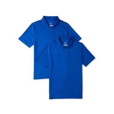 Wonder Nation Boys School Uniform Short Sleeve Performance Polo Shirt, 2-Pack, Sizes 4-18