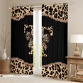 thumbnail image 2 of Homewish Cartoon Monogrammed T Curtains Pack of 2 (42x84 Each) for Teens, Leopard Cheetah Print Curtains Blackout, Modern Fashion Bedroom Curtains, Window Curtains Decor, 2 of 6