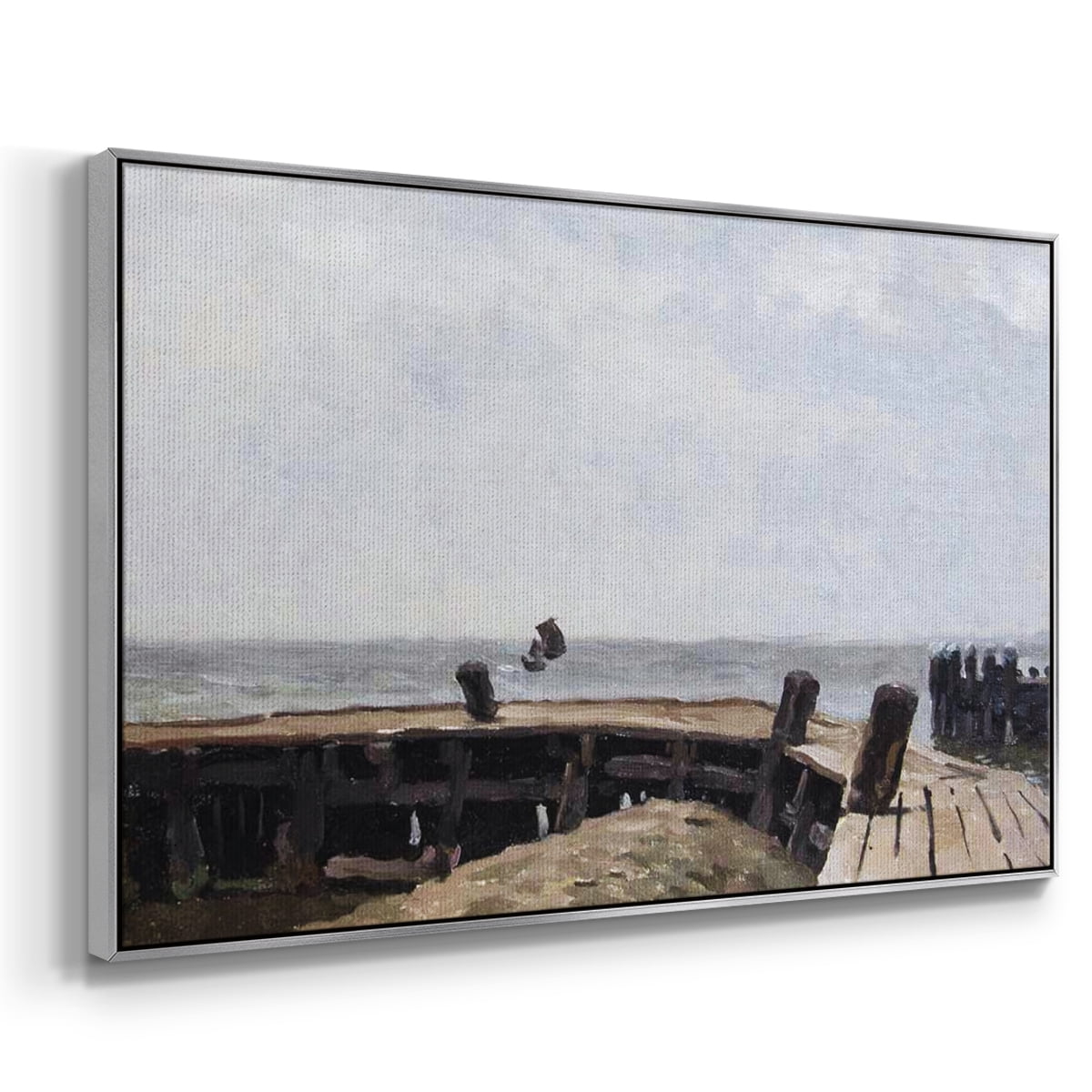 Vintage Nautical Print-LV By Wexford Home Framed in Silver Wood Gallery Wrapped Canvas 27 in. x 41 in.