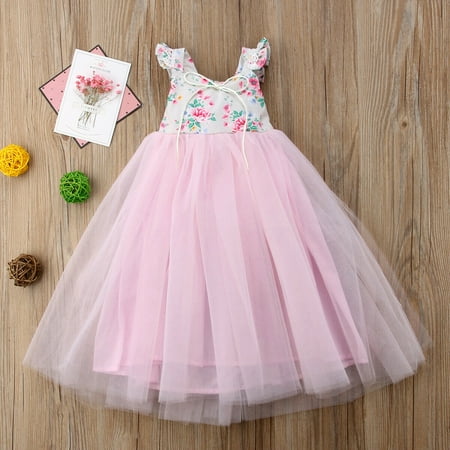 Flower Girl Princess Dress Solid Party Pageant Wedding Bridesmaid