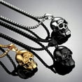 thumbnail image 3 of TRINGKY Mens Stainless Steel Gothic Skull Charm Pendant with Chain Necklace Devil Skull Punk Necklace Halloween Jewellery, 3 of 19