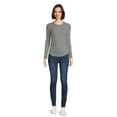 thumbnail image 2 of No Boundaries Women's Juniors Ribbed Crewneck Tee with Long Sleeves, Sizes XS-XXXL, 2 of 5