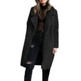thumbnail image 2 of Women's Long Sleeve Warm Plush Jacket with Lapel for Office Wear, Winter Outings, and Festive Occasions,Black,M, 2 of 8