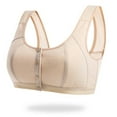 thumbnail image 4 of YWDJ Bras for Women Push up and Padded Front Closure Bras No Wires Sleep Bras Wide Strap Full Coverage Wrap Comfy Bras Padded Plus Size Bras Button Solid Lounge Bras Beige XL, 4 of 4