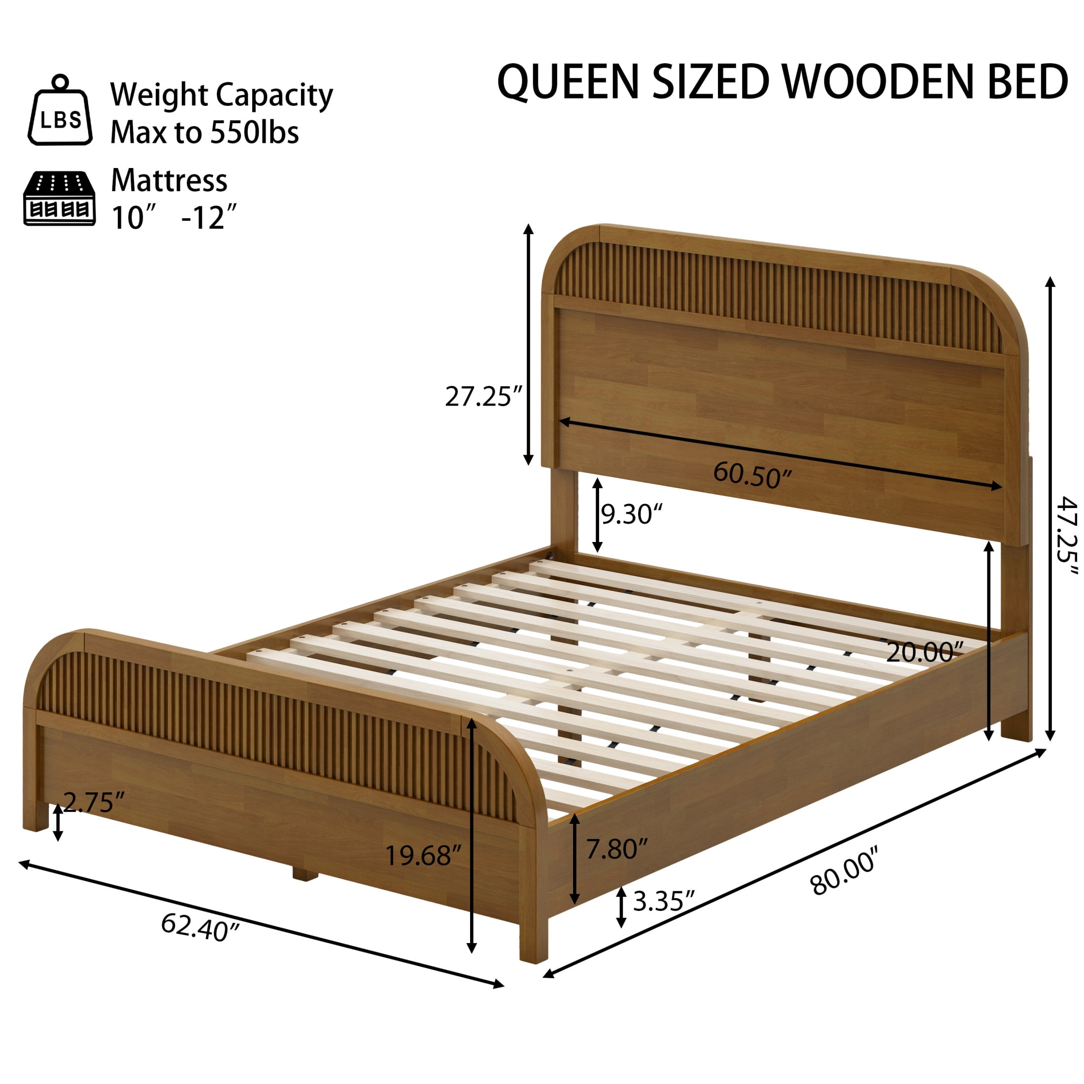 Christopher Knight Home Modern Queen Size Wooden Platform Bed Frame with Headboard, Blonde Oak Finish