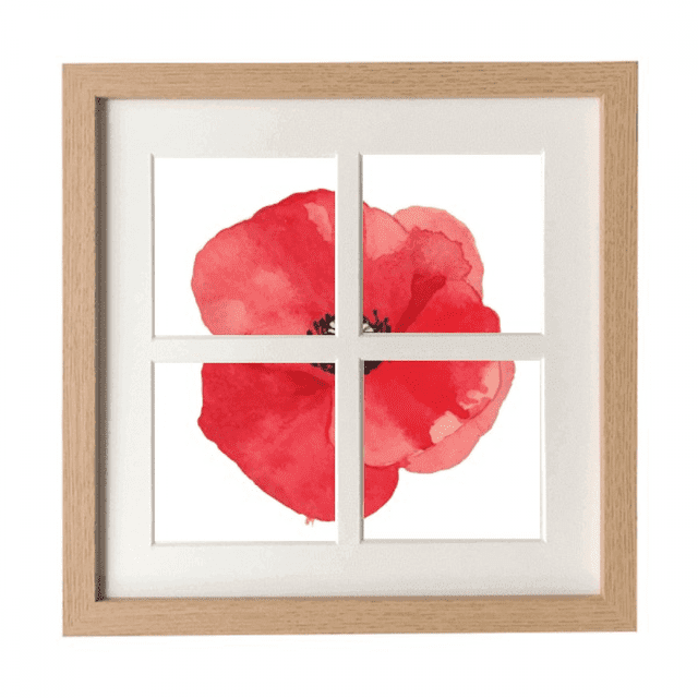 Aquarelle Rouge Fleur Peinture Maïs Cadre Mur Table Affichage 4 Ouvertures Image