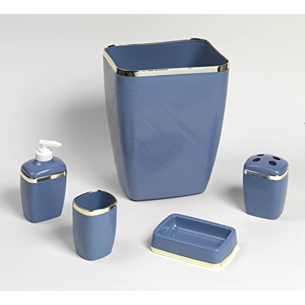 Royal Bath 5Piece Plastic Bath Accessory Set (Slate/Gold) Walmart
