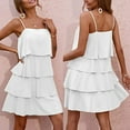thumbnail image 5 of Odeerbi Dresses for Women 2025 Homecoming Dresses Solid Casual Bohemian Strapless Sleeveless Dress Ruffle Layered Elegant Beach Skirt Black, 5 of 5