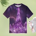thumbnail image 4 of Blossoming Paris Eiffel Tower Women's Short Sleeve Tops Casual Blouses T Shirt, 4 of 6