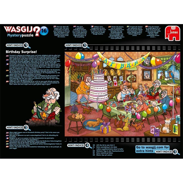 Wasgij Mystery Jigsaw Puzzle 1000 Pieces - "Birthday Surprise" - Puzzle What Might Happen Next!
