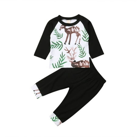 Casual Toddler Kids Girls Infant Kid Christmas Shirt Tops Pants 2Pcs Outfits Set