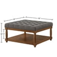 thumbnail image 2 of CQSXDA Square Upholstered Tufted Linen Ottoman Coffee Table with Durable Solid Wood Shelf for Style，Granite, 2 of 5