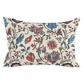 thumbnail image 2 of Boho Floral Throw Pillow Cover, Pillowcase Protectors with Zipper, Breathable Decorative Lumbar Pillow Case Cover, Blue Red Flower Vintage Petals Branch Leaf Pillow Shams for Couch Sofa 12x20Inch, 2 of 8