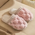 thumbnail image 3 of Womens Fluffy Scuff Slippers Slip on Mens House Shoes Soft Plush Warm Winter Indoor Lightweight Slides Shoes White 6, 3 of 6