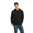 thumbnail image 4 of VICT POPU Men's Casual Hooded Pullover, Long-Sleeved Plaid Jacquard Large-Pocket hoodie, Solid Color Simple Hooded Sweatshirt，Black，M, 4 of 5
