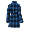 thumbnail image 2 of Blue And Black Buffalo Plaid Women Bathrobe One Size Univeral Fits, Checkered Caro Plaid Tartan Fashion Lightweight Plush Fleece Long Robe For Women, 2 of 3