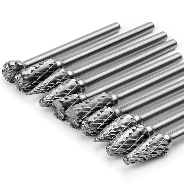 Juego de Fresas de Carburo Compatible con Rotary 1/8Pulgada Shank 10piezas Die Grinder Rotary Tool Rasp Bits Accesorios