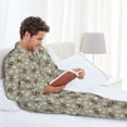 thumbnail image 6 of Salouo Bees And Chamomile Print Button-Front Long Sleeve Pajama Set for Men, Soft 2Pjs Men's Long Sleeve Sleepwear-X-Large, 6 of 7