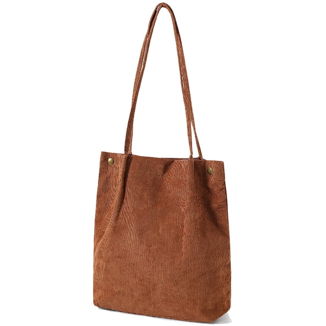 Bolso de lona de pana, bolso bandolera versátil marrón claro