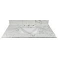 thumbnail image 2 of Montary 31inch bathroom vanity top stone carrara white new style tops with rectangle undermount ceramic sink and back splash with 3 faucet hole for bathrom cabinet, 2 of 3