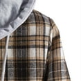 thumbnail image 5 of cllios Men's Flannel Plaid Shirt Jacket Spring Fall Long Sleeve Plaid Hoodie Jackets Lightweight Button Down Hooded Shirt Jacket Coffee L, 5 of 8