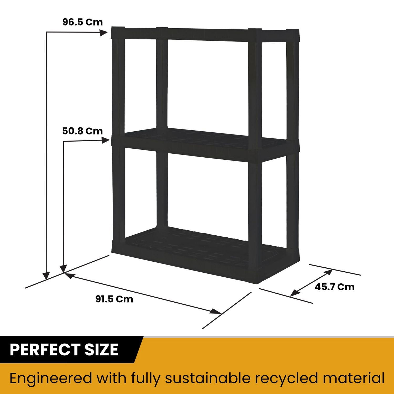 Hyper Tough Plastic Shelves Garage Storage Shelf 3-Tier 39"H x 14"D x 30"W 2-Pack Black-300 LBS Total Capacity