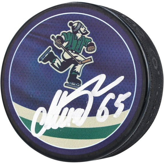 Ilya Mikheyev Vancouver Canucks Autographed 2022-23 Reverse Retro Hockey Puck - Fanatics Authentic Certified