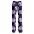 thumbnail image 5 of Halloween Pajama Pants for Women, Cute Neon Ghost & Pumpkin Graphic Lounge Bottoms with Adjustable Drawstring Waist, Soft Breathable Sleep Trousers, 1 Pair Dark Purple L, 5 of 5