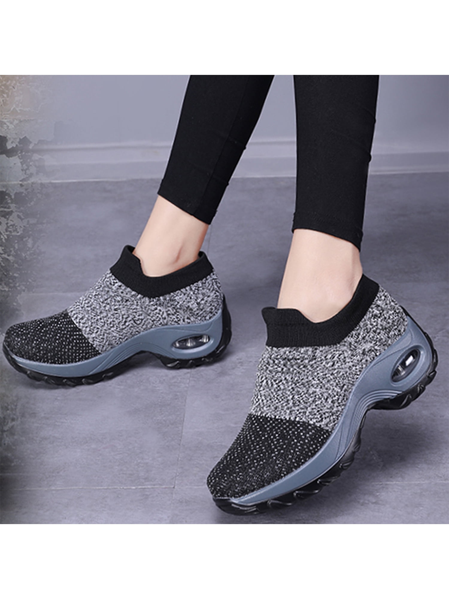 Mesh Air Cushion Platform Fashion Casual Loafers Sock Sneakers Shoes Alibress Women Slip on Walking Shoes