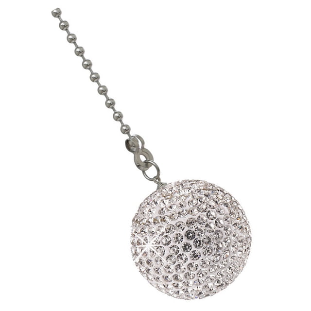 OULII Rhinestone Decor Ceiling Fan Pull Chain 1 Set White Stainless Steel For Desk Lamp Ceiling Light
