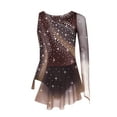 thumbnail image 3 of TSSOE Kids Girls Lyrical Dance Dress Sparkly Ballet Dance Skirted Leotards Figure Skating Performance Clothes Brown 14, 3 of 5