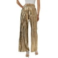 thumbnail image 4 of TANBOM Party Shiny Pleated Wide Leg High Waist Golden Women's Pants (Women's M), 4 of 4
