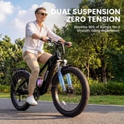 ESKUTE C300 Electric Bike for Adults, 750W Peak Motor, 20MPH Fast Ebike, 48V 20.8Ah Battery Up to 80 Miles, 26x4.0 Fat Tire, Full Suspension, 8-Speed Black, UL2849