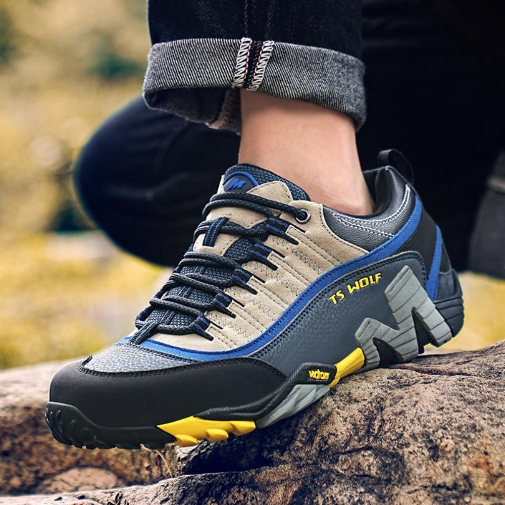 Men's Women's Extra Wide Outdoor Hiking Shoes Waterproof Durable Non-Slip Lightweight Trekking Camping Athletic Shoes Yellow 10 Men/11 Women